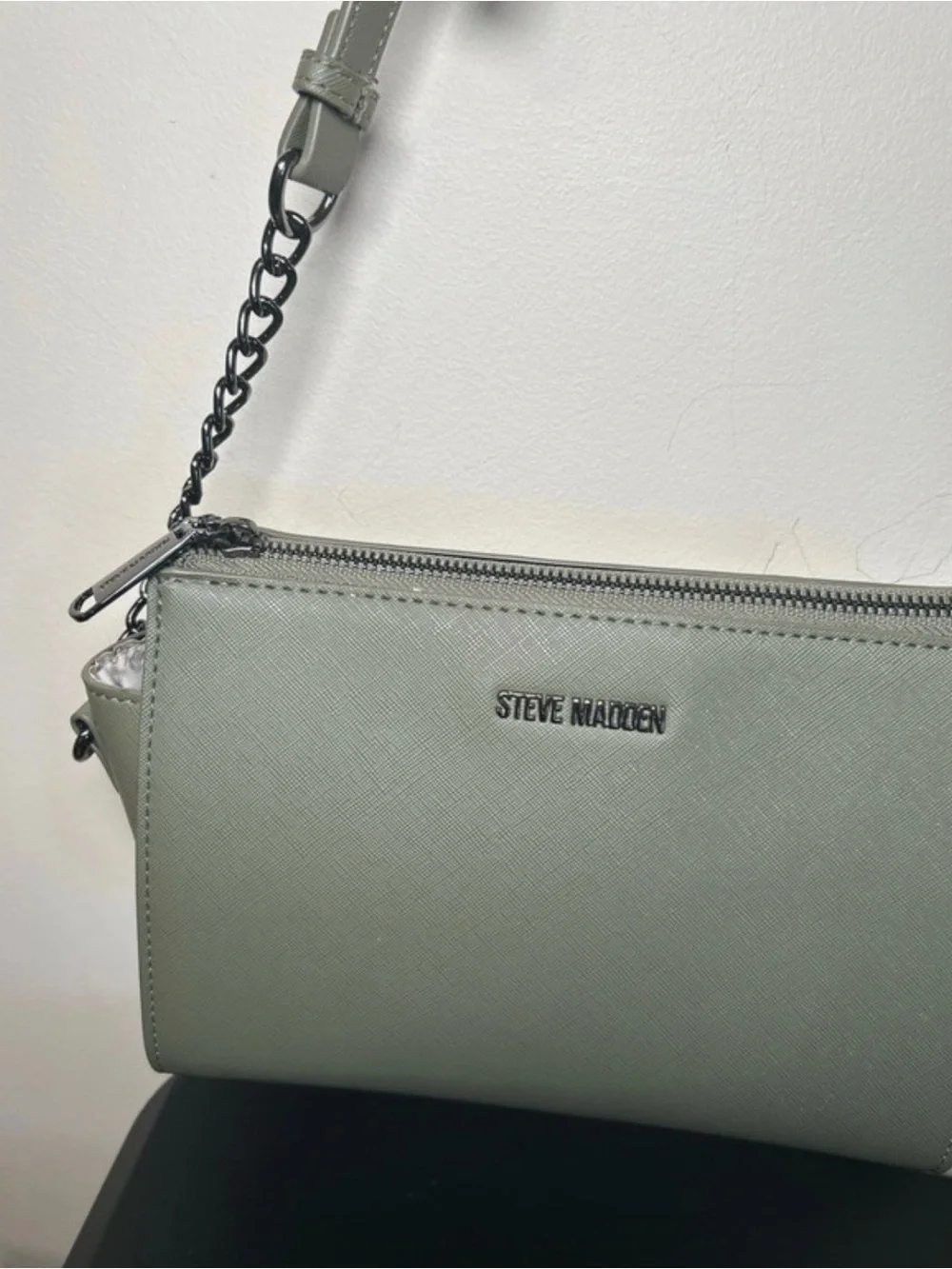 Steve Madden Olive Green Crossbody with Gunmetal Chain